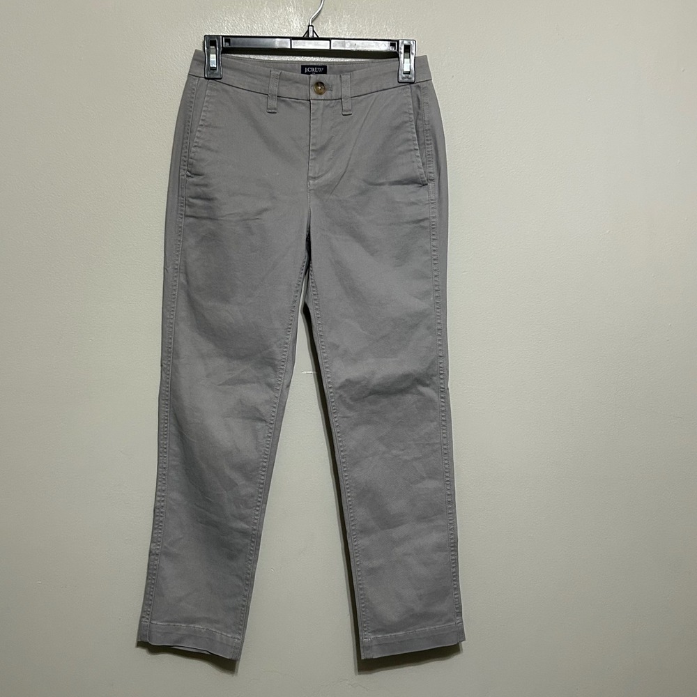 J. Crew Women's Pants 00P Gray Chino Cropped Slim Fit Casual Everyday Trousers